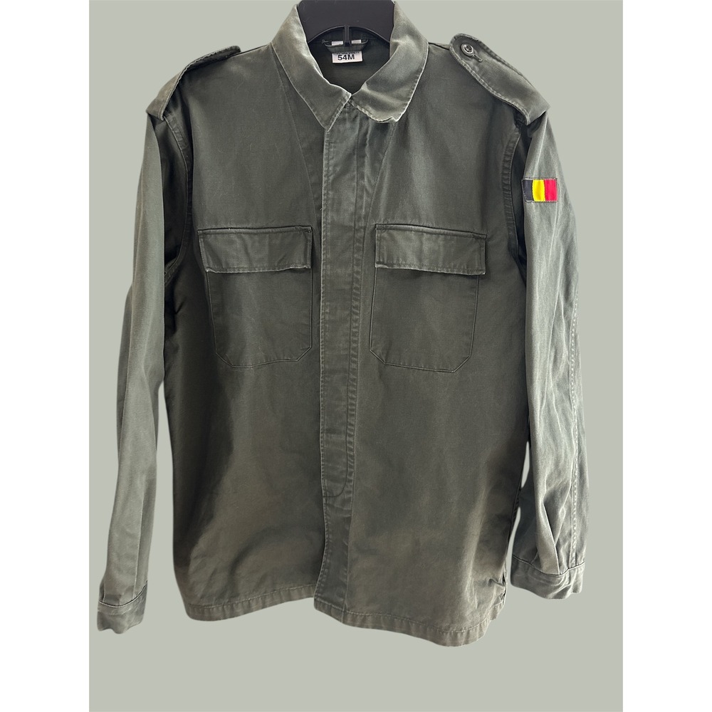 Vintage Belgian Army Olive‎ Gr Field Shirt Jacket PRETA ABL 54M Military Surplus